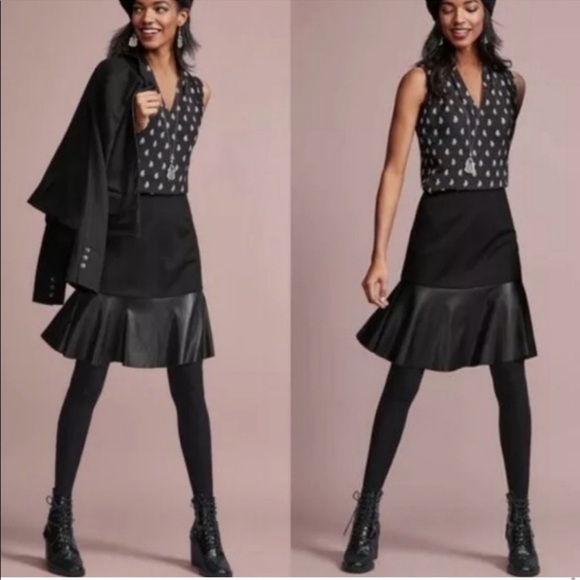 CAbi Dresses & Skirts - Cabi Flip Skirt Black Faux Leather Hem Size Medium - E31